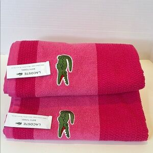 Lacoste Pink Luxury Bath Towels/2 with Iconic Logo